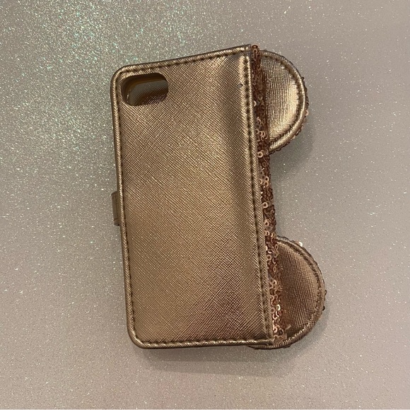 Disney Parks Rose Gold Sequin iPhone 6/7/8 Bi Fold Wallet Case - Picture 3 of 3